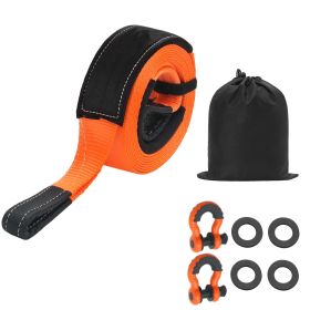 Heavy Duty Tow Strap Recovery Kit 3 in x 30 ft (MBS-36,000 lbs) Tree Saver Winch Strap, Triple Reinforced Loop & Protective Sleeves & Storage Bag