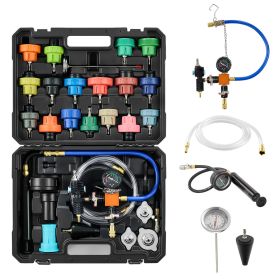 Coolant Pressure Tester Kit, 47Pcs Radiator Vacuum Refill Kit with 3 Metal Adapters, Universal Fit, Automotive Cooling System Pressure Tester Tool