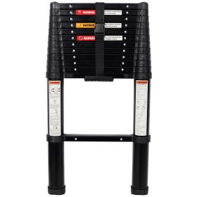 12.5FT Telescopic Ladder Aluminum Ladder with Non-Slip Feet, Slow Down Safety Function Portable Extension Ladder for Household and Outdoor Workin