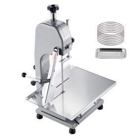 Commercial Electric Meat Bandsaw, 1100W Bone Sawing Machine with 12.4" x 18.1" Workbench, 0-4.3" Cutting Thickness, 7 Extra Replacement Blades