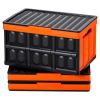 Plastic Collapsible Storage Bins with Lids, 45L 3Packs, Stackable Folding Storage Crates with Handles, Holds 44 lbs Per Bin, Heavy Duty Containers