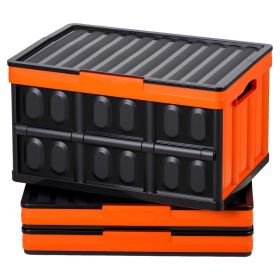 Plastic Collapsible Storage Bins with Lids, 45L 3Packs, Stackable Folding Storage Crates with Handles, Holds 44 lbs Per Bin, Heavy Duty Containers