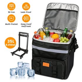 Portable Rolling Cooler Bag with Wheels and Side Handles Shoulder Strap 30L 50 Can Collapsible Insulated Leakproof Cooler for Camping Patio Travel Out