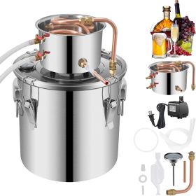 Alcohol Still 5Gal/21L, Alcohol Distiller with Circulating Pump, Alcohol Still Copper Tube, Whiskey Distilling Kit with Build-In Thermometer
