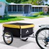 Bicycle Cargo Trailer, Yellow, Two-Wheel Bike Luggage Wagon with Removable Cover