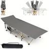 75-inch heavy-duty  folding bed, 10-leg design for stable support, portable camping bed with side pockets and mattress, winter camping equipment