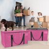Heavy Duty Moving Bags or Storage Bags – Pink Storage Bins with Lids, Large Moving Boxes with Backpack Straps Zippers