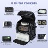 42L/11Gal Fishing Backpack Large Capacity Fishing Tackle Storage Bag with Rod Holders 16-Pocket Water-Resistant with Divider Adjustable Padded Straps