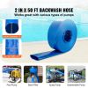 Pool Drain Hose, 2 inch by 50 ft, Durable PVC Material, Includes Aluminum Camlock C & E Connectors and Clamps, Fits Pumps and Sand Filters