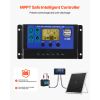 30W 12V Solar Panel Battery Charger, Solar Battery Trickle Charger Maintainer with Intelligent MPPT Controller & Adjustable Mount Bracket