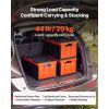 Plastic Collapsible Storage Bins with Lids, 45L 3Packs, Stackable Folding Storage Crates with Handles, Holds 44 lbs Per Bin, Heavy Duty Containers