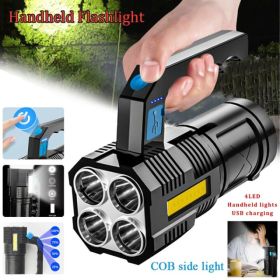 USB Rechargeable Handheld LED Flashlight Outdoor Spotlight Searchlight Work Light(Logistics only For USPS.TK/TMEU only For self-pickup) (Option: Defaulttitle)