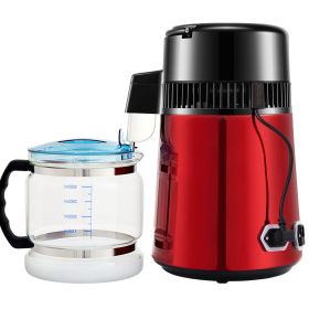 1.1Gal Water Distiller, 0.3Gal/H, 750W Distilled Water Maker Machine 0-99H Timing Dual Temp Display (Color: Wine Red)